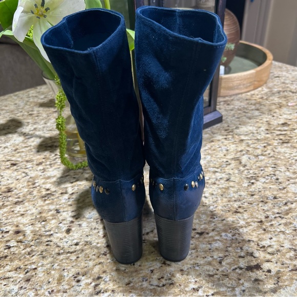 Free People Studded Navy Blue Dakota Distressed Heel Boot 39 - Picture 7 of 14